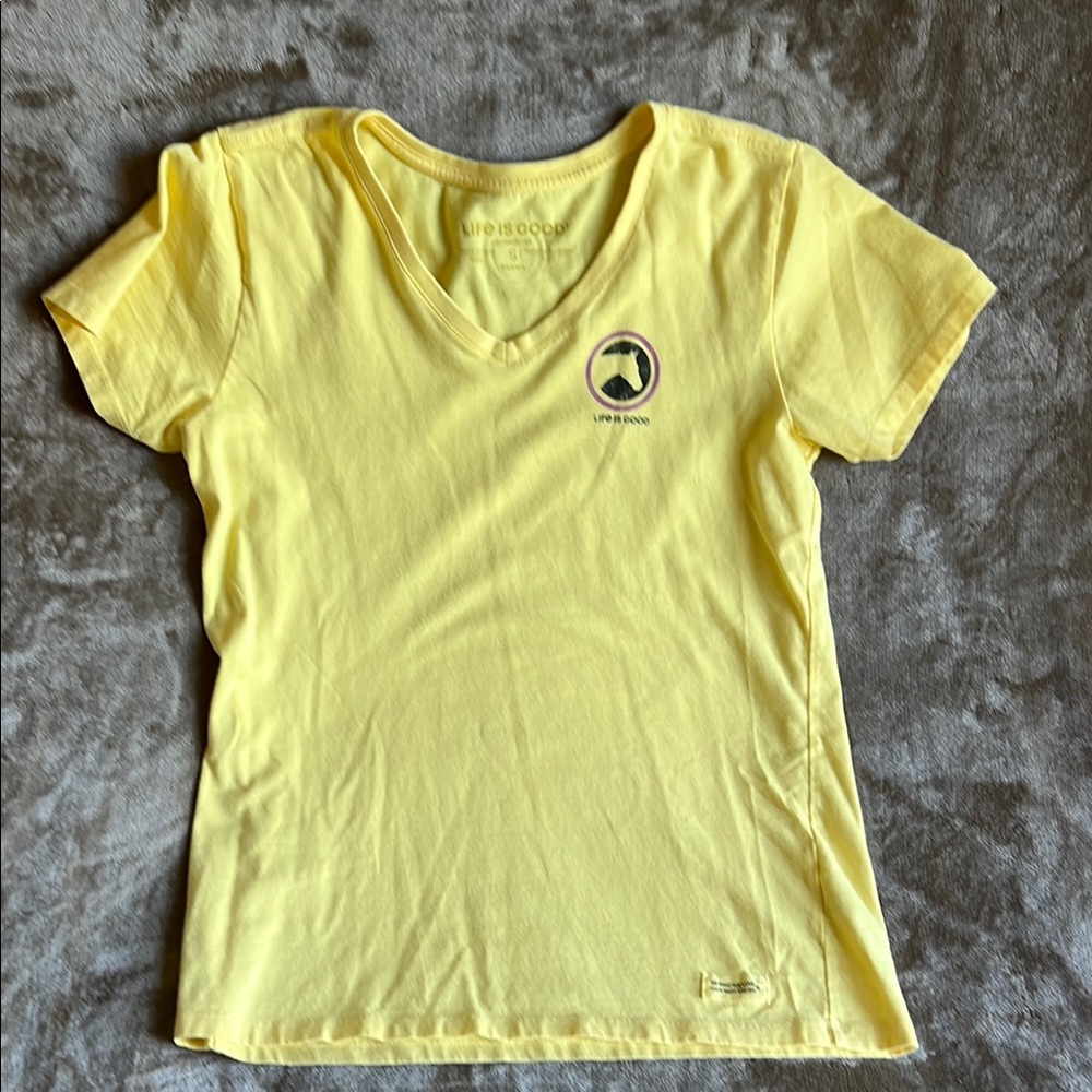 Life Is Good Soft Yellow Tee Horse Logo - Picture 3 of 8